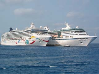 Norwegian Dawn and Nordic Empress in Cozumel, Mexico