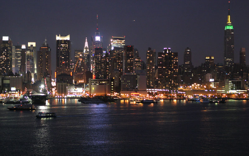 pics of new york at night. New York skyline at night